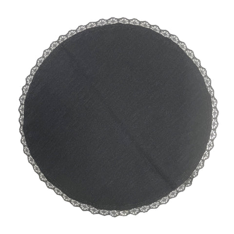 9-inch-black, Women's Slub Knit with Lace Veil SKL