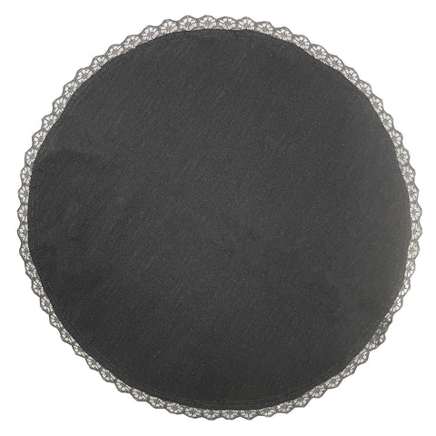 10-inch-black, Women's Slub Knit with Lace Veil SKL