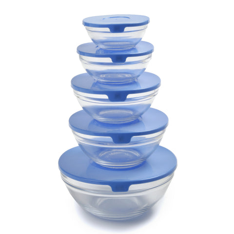 Glass Bowl Set with Lids 1018