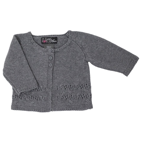 gray, Infant Girls' Eyelet Cardigan 1018