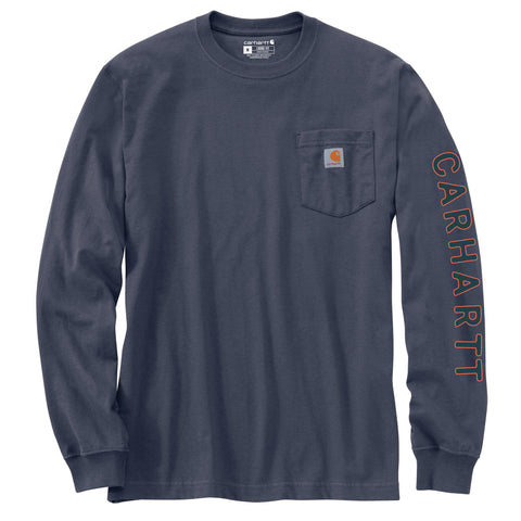 Front of Carhartt men's Irvine Relaxed Fit Deer Badge Graphic long-sleeve tee shirt