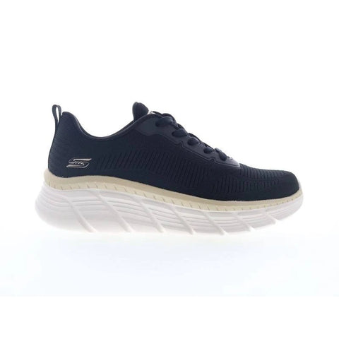 Side view of Skechers women's BOBS Sport B Flex HI - Flying HI shoe in Black