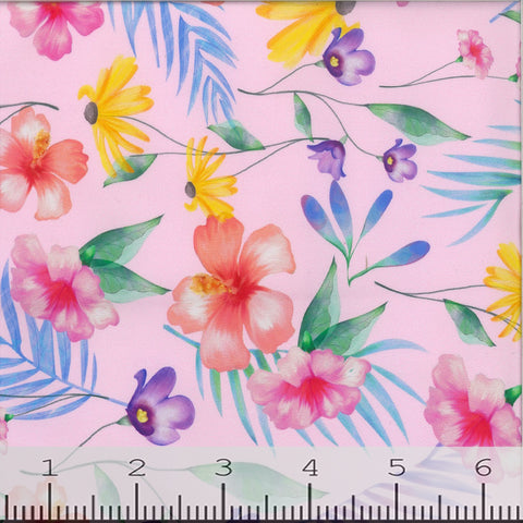 Pink Floral Stretch Swimsuit Fabric GS112