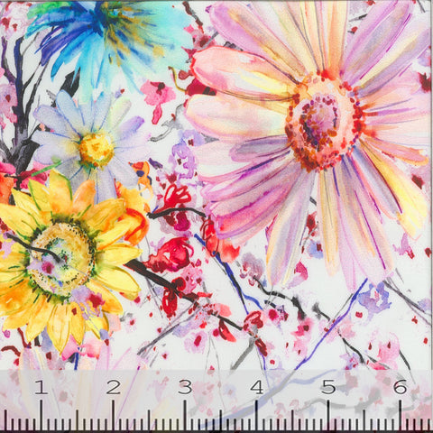 flowers and blossoms, Pink Floral Stretch Swimsuit Fabric GS1