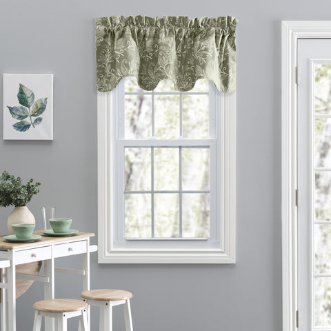 sage, Lexington Leaf Scallop Valance 122