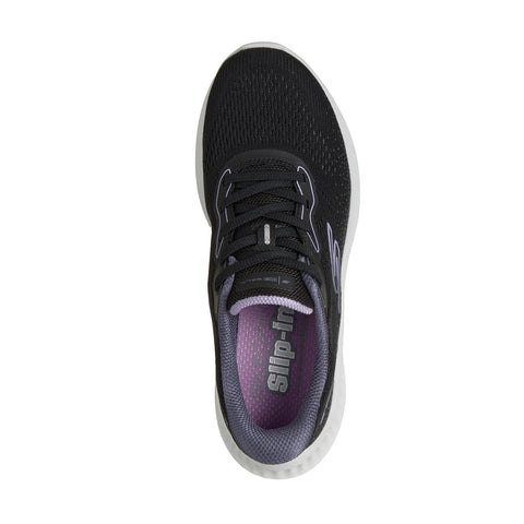 Skechers women's Slip-ins Go Walk Now Parker shoe in black & white top view