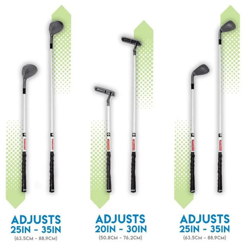 range of lengths for putter, driver, and iron