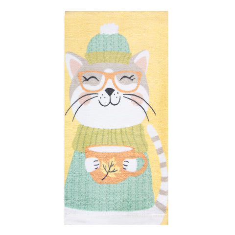 Cozy Autumn Cat Kitchen Towel 