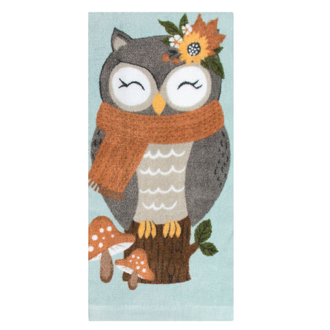 Cozy Autumn Owl Kitchen Towel