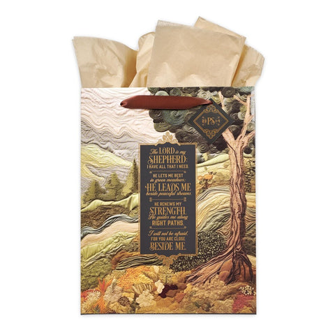 The Lord is my Shepherd Green Meadow Tapestry Large Portrait Gift Bag GBA463