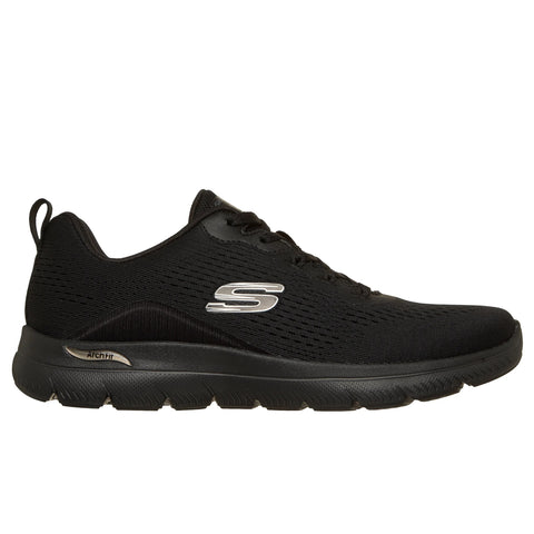 Side view of Skechers women's Arch Fit Summits Daily Flow shoe in black
