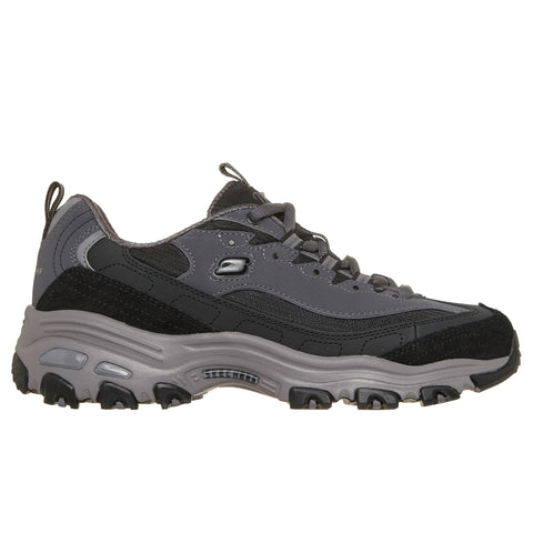 Skechers women's D'Lites - Modern Classic black & charcoal shoe side view