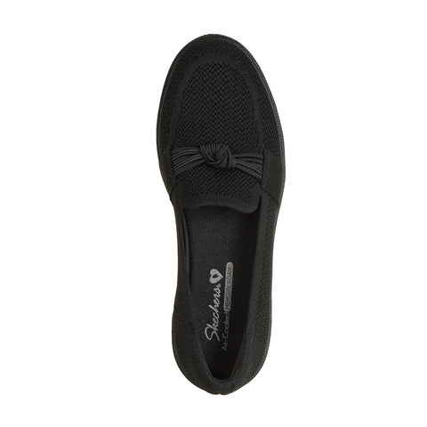 Top view of Skechers women's Cleo Taylor Love Me Knot shoes in black