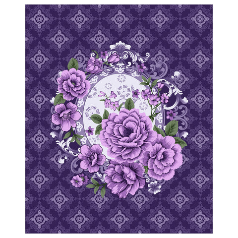 Purple Peony 79" x 95" Plush Queen-sized Blanket BLKT-1970