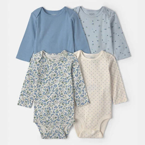 Baby Girls' 4-Pack Blueberry Floral Long-Sleeve Bodysuits 1V418410