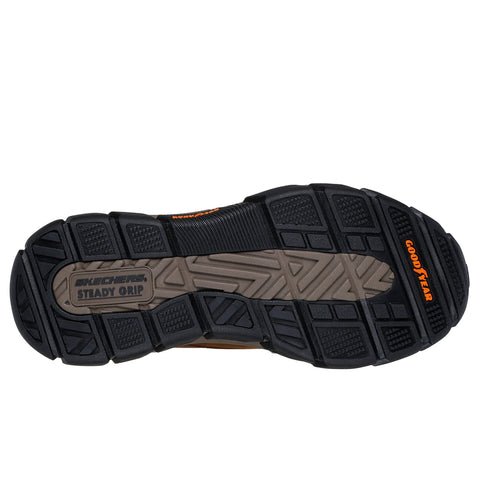Sole of Skechers men's Slip-ins Respected Garrett shoe in brown