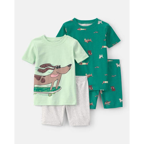 Toddler Boys' Short-Sleeve Skateboard Dog 4-Piece Pajama Set 2U656410