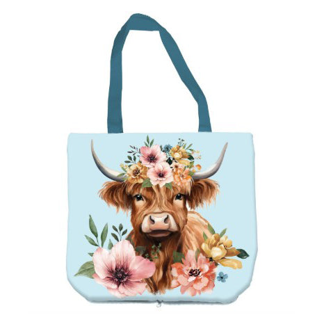 highland cow, Foldable Compact Tote Bag HT