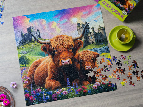 Highland Cows in the Countryside -  500 Piece Jigsaw Puzzle 33-02560