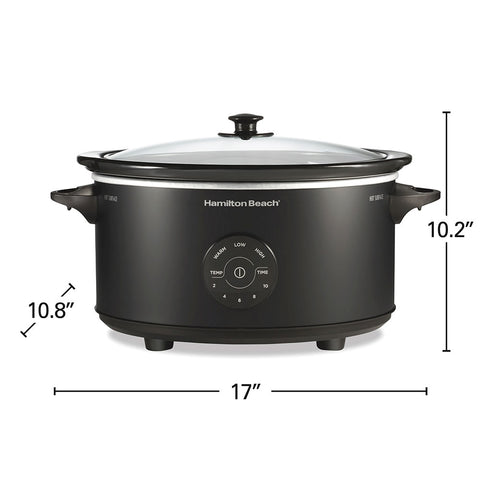 Dimensions of Hamilton Beach 6-quart programmable black slow cooker