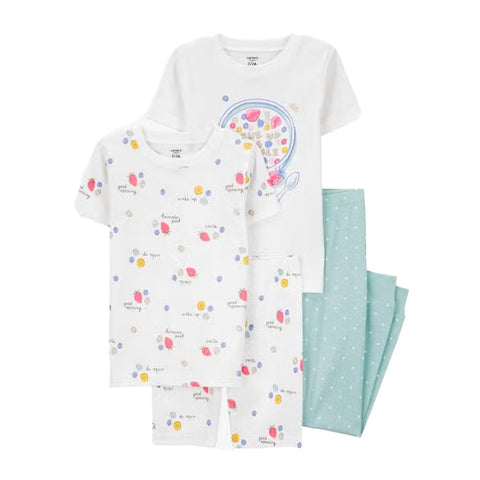 Girls' 4-Piece Short-Sleeve Breakfast Cereal Pajama Set 3S902910