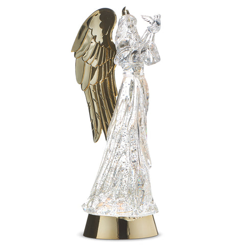 Lighted Angel with Dove and Gold Swirling Glitter 4319186