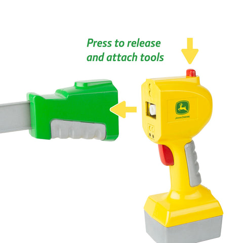 John Deere 2-in-1 Power Tool Toy with Toy Saw and Toy Vacuum 47614