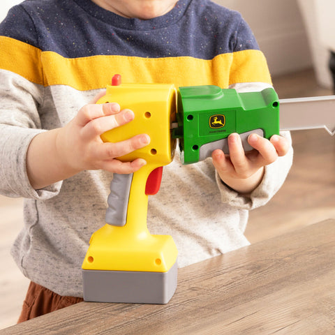 John Deere 2-in-1 Power Tool Toy with Toy Saw and Toy Vacuum 47614