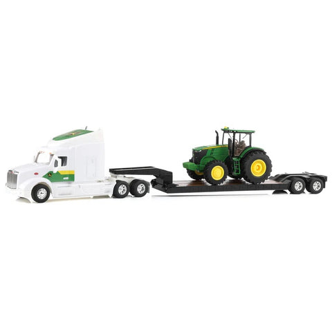 1/32 Peterbilt 579 Semi Truck with Lowboy Trailer & John Deere 7290R Tractor 47679 