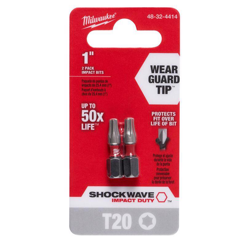 Shockwave Torx T20 X 1 in. L Insert Bit Steel 2 pk