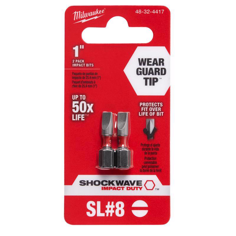 Shockwave Slotted 3/16 in. X 1 in. L Insert Bit Steel 2 pc