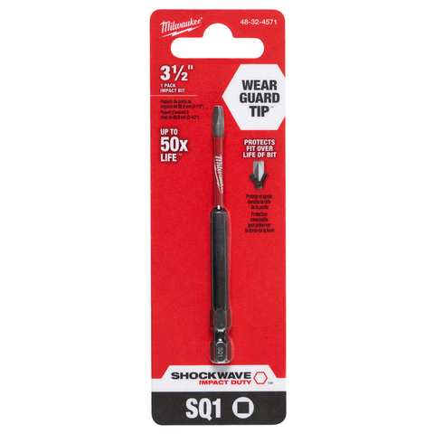 Shockwave Square Recess #1 X 3-1/2 in. L Impact Power Bit Steel 1 Piece