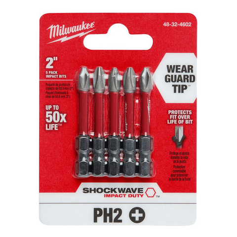Shockwave Phillips #2 X 2 in. L Impact Driver Bit Set Alloy Steel 5 pk