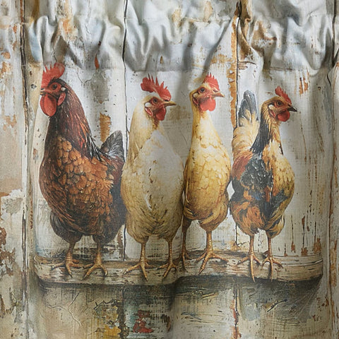 Four Chickens in a Row Valance 4889-470 closer view of fabric