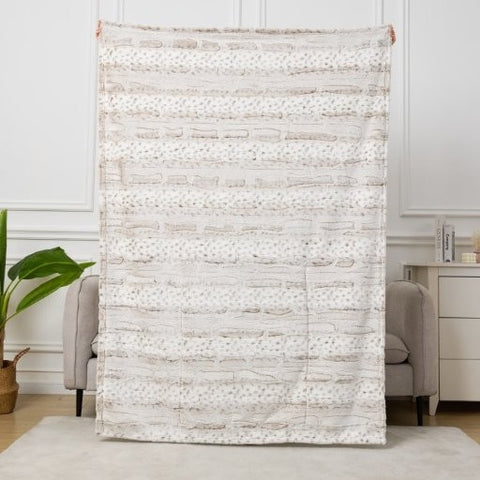 Virah Bella White Leopard Stripe Footed Faux Fur Sherpa Throw on display