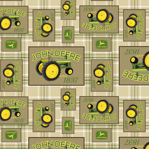 tan plaid, John Deere Cotton Fabric Collection 46792