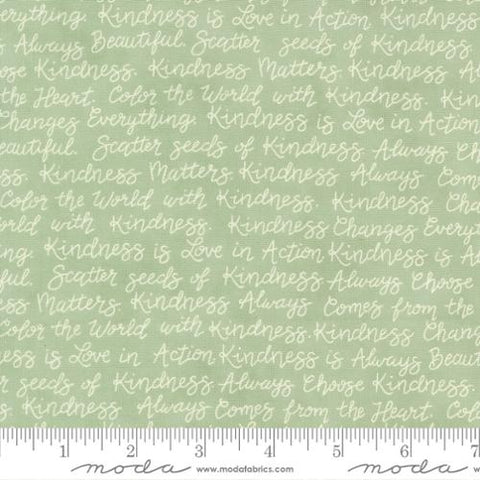sage green, Kindness Collection Texts and Words Cotton Fabric 56153