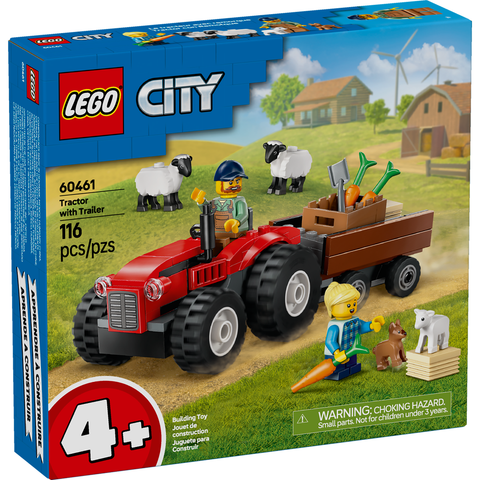 LEGO City Red Farm Tractor with Trailer & Sheep Toy, Playset for Kids 60461