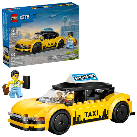 LEGO City Yellow Taxi - Model Car Kit with 2 Minifigures 60487