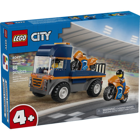 LEGO City Motorcycle Transporter Toy and 2 Minifigures 60491