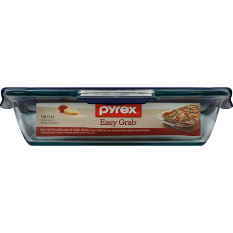 Easy Grab 3-Quart Glass Baking Dish with Blue Lid  in package