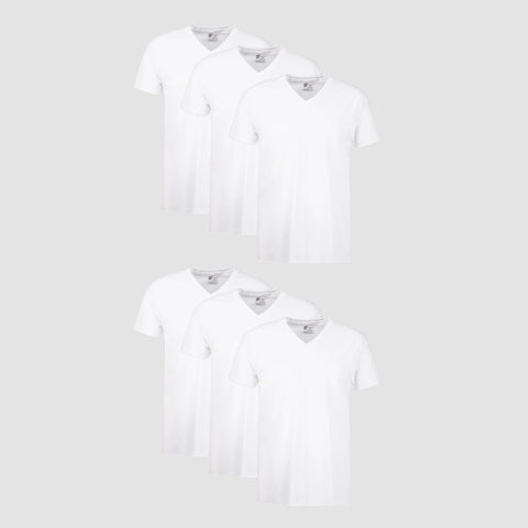 6-Pack Men's White V-Neck Undershirts 777VP6