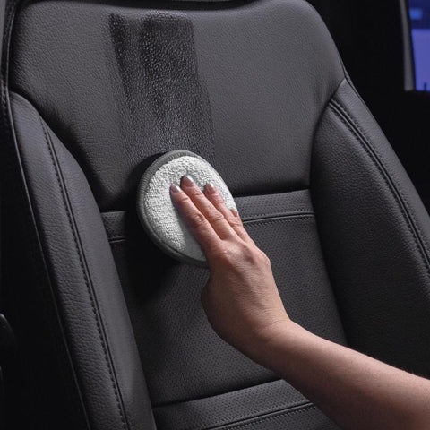 Using Viking 2-pack gray microfiber applicator pads on car seat