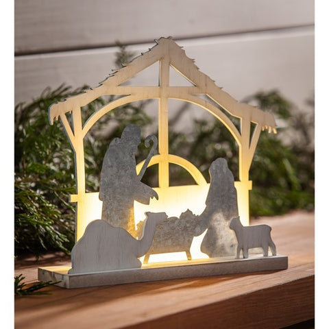 nativity set with light