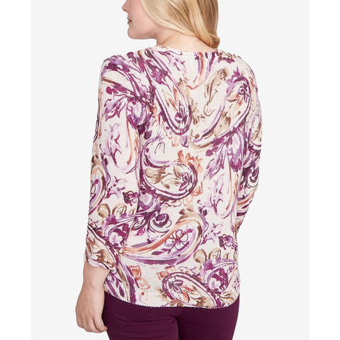 Women's Shimmer Paisley Crew Neck Sweater 14162