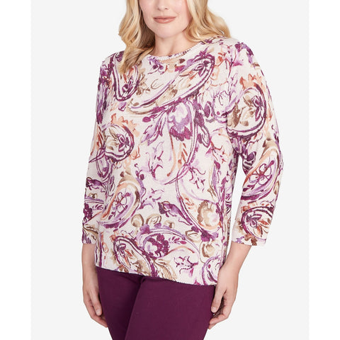 Women's Shimmer Paisley Crew Neck Sweater 14162