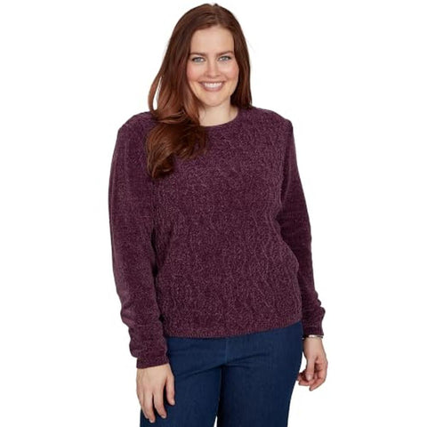 Women's Cable Chenille Pullover Sweater 03468