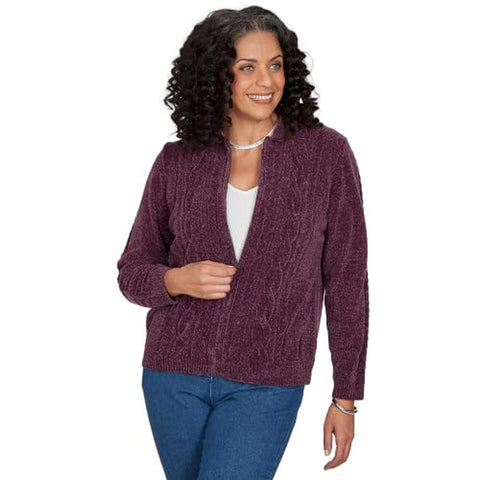 Women's Zip-Front Chenille Cardigan 03969