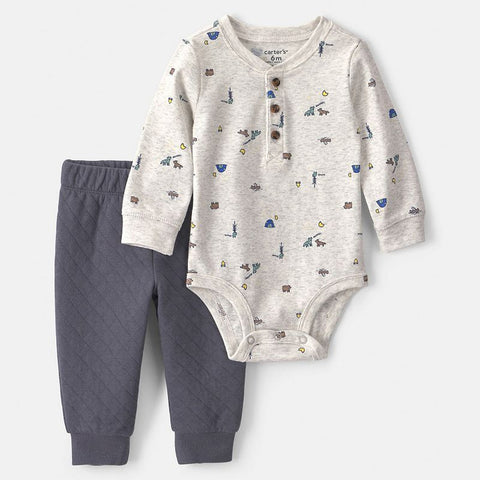 Baby Boy's 2-Piece Long-Sleeve Bodysuit & Pant Set 1W097110