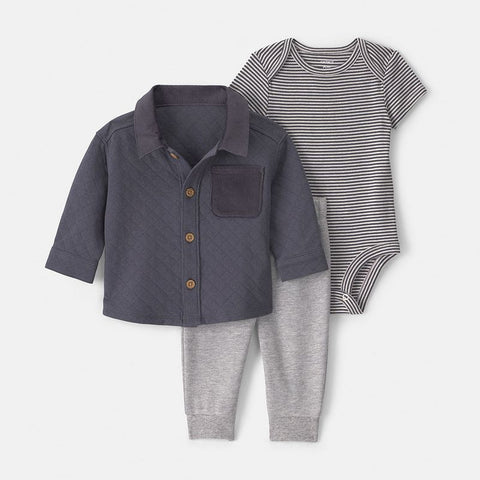 Baby Boy's 3-Piece Layering Set with Long Sleeve Top, Bodysuit & Pants 1W090910